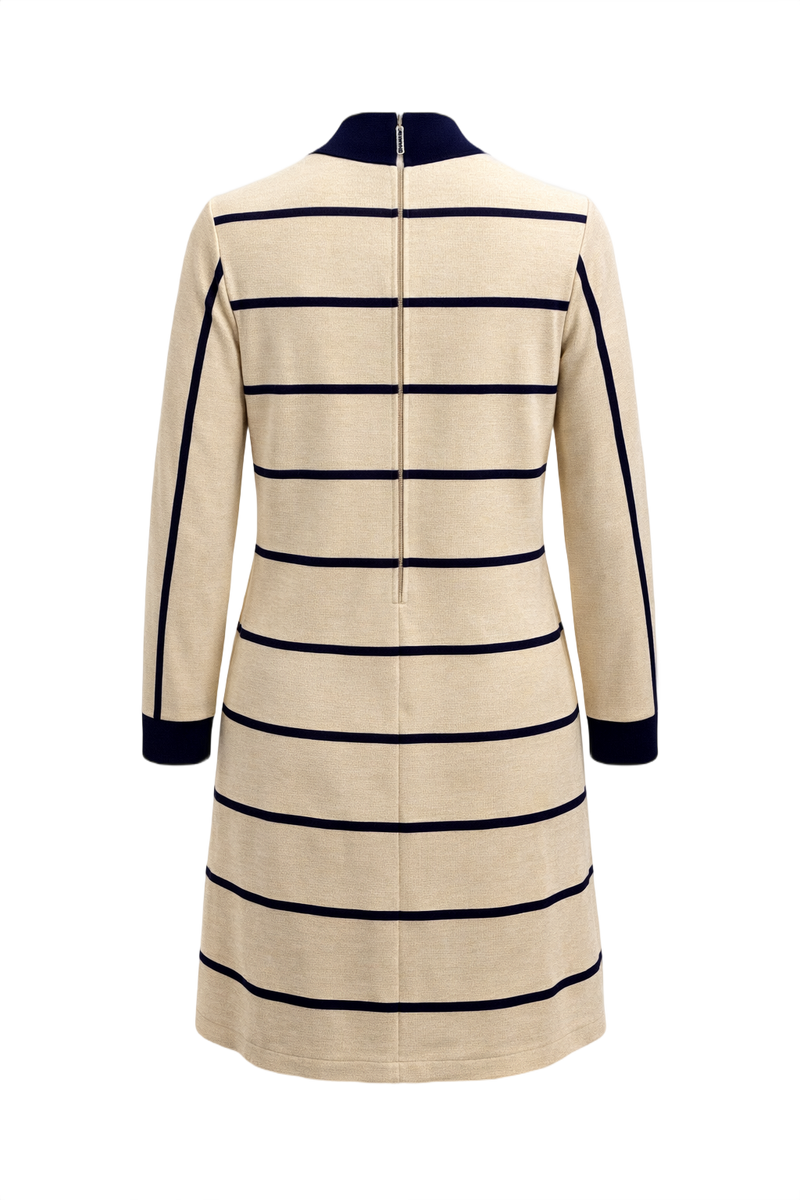 1960s Cream Wool Blend Dress - Back View