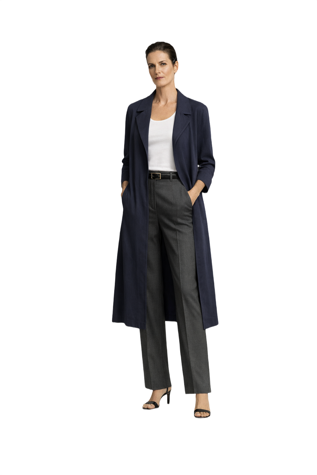 1990s Navy Blue Wool Coat - Model