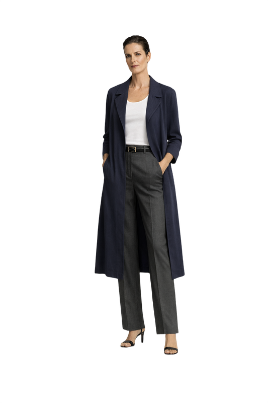 1990s Navy Blue Wool Coat - Model