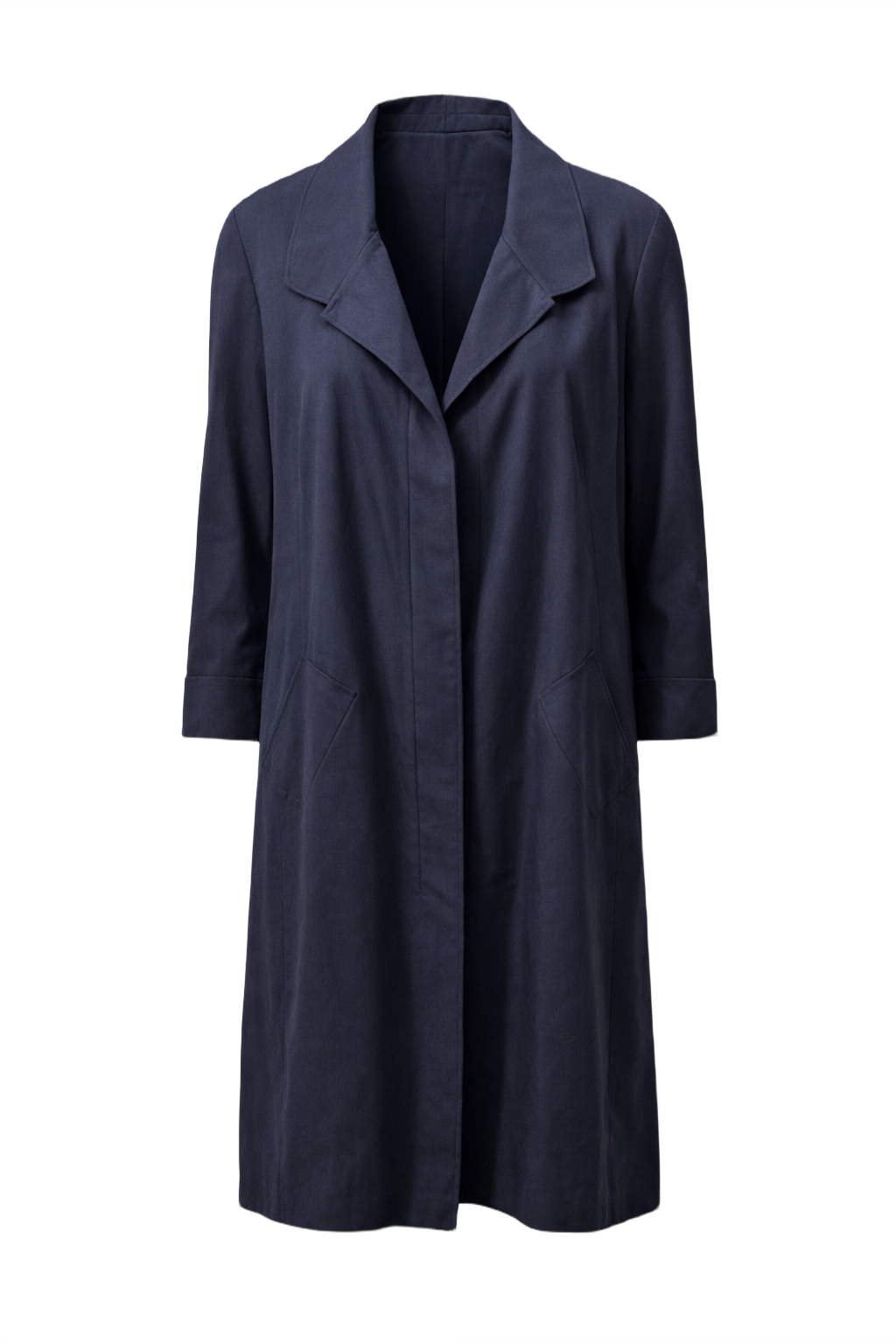 1990s Navy Blue Wool Coat - Front View