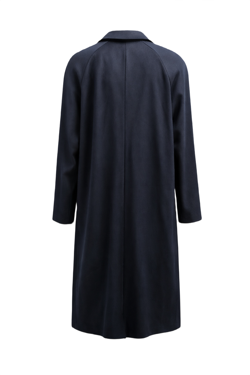 1990s Navy Blue Wool Coat - Back View