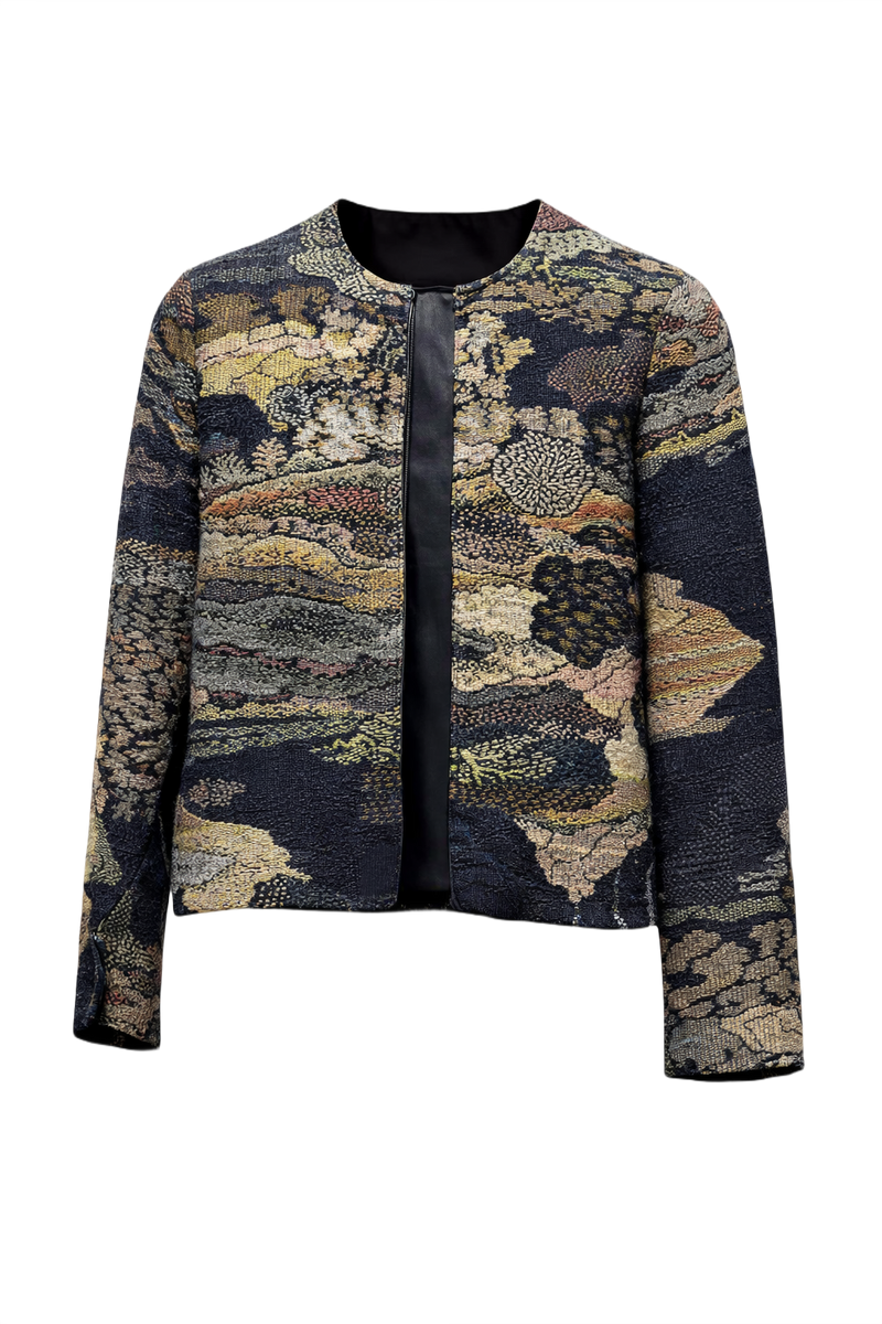 1970s Multicolor Woven Fabric Jacket - Front View