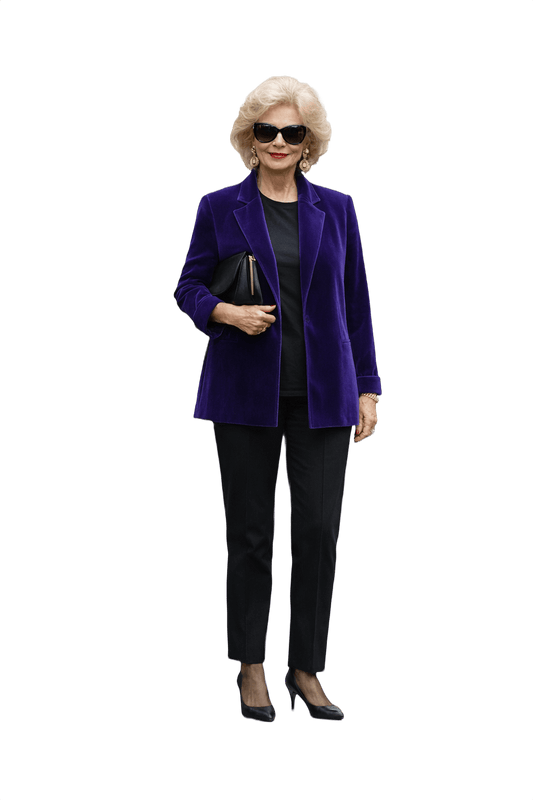 1980s Purple Velvet Blazer - Model