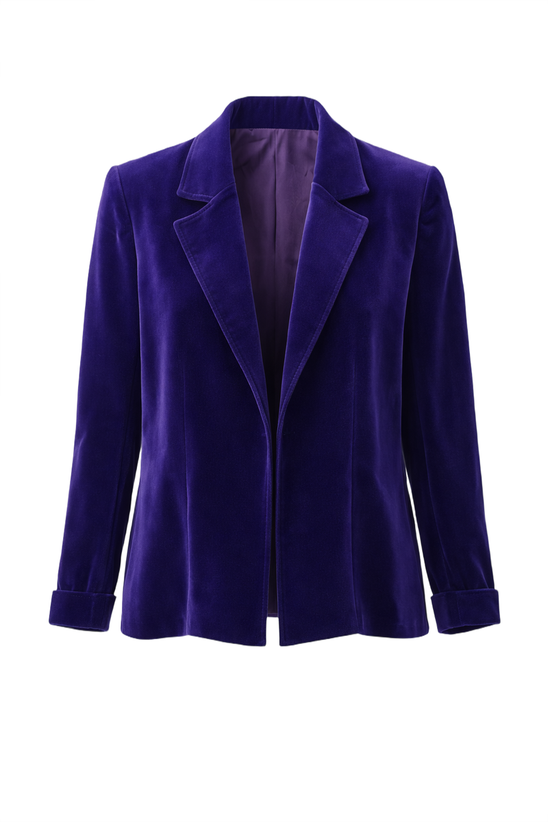 1980s Purple Velvet Blazer - Front View