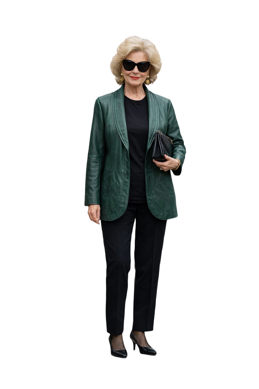 1980s Dark Teal Green Leather Jacket - Model