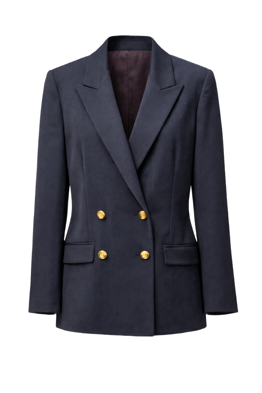 1980s Dark Navy Wool Blazer - Front View