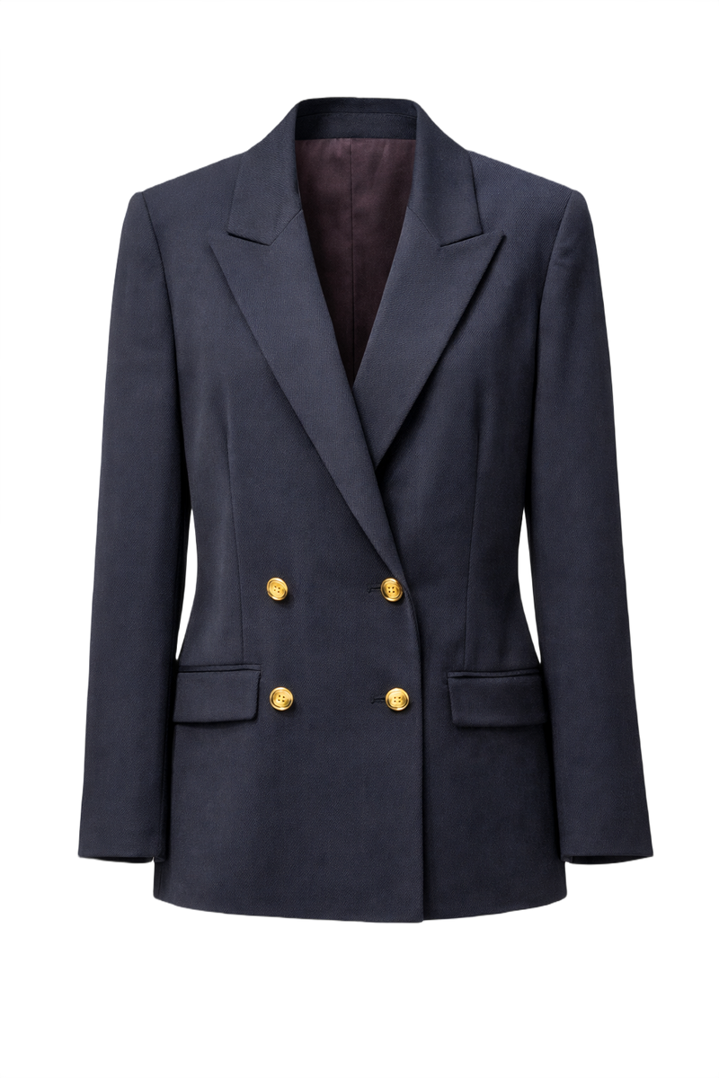 1980s Dark Navy Wool Blazer - Front View