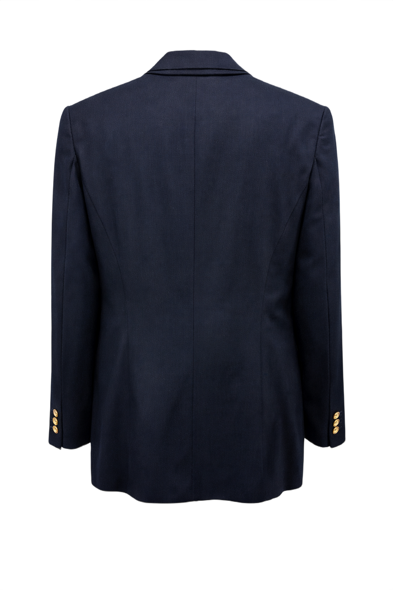 1980s Dark Navy Wool Blazer - Back View