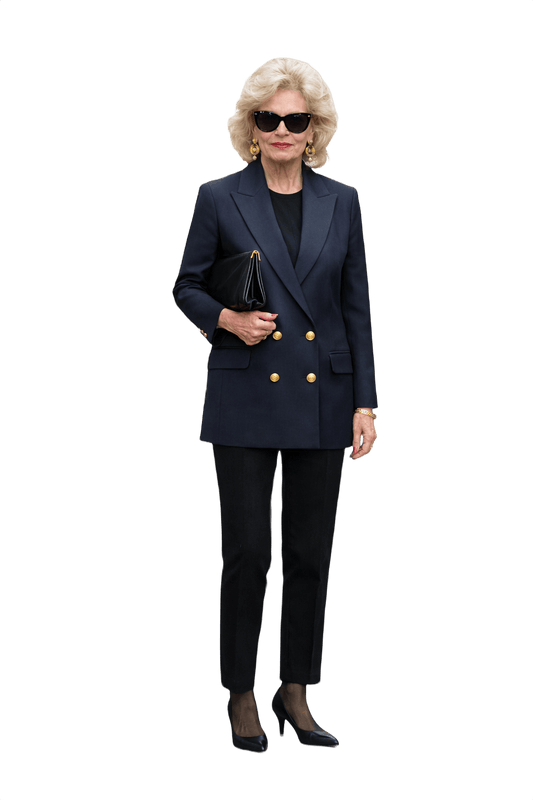 1980s Dark Navy Wool Blazer - Model