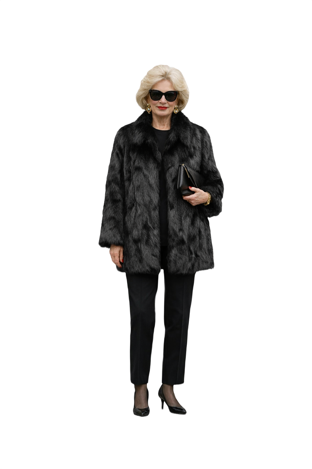 1980s Black Fur Coat - Model