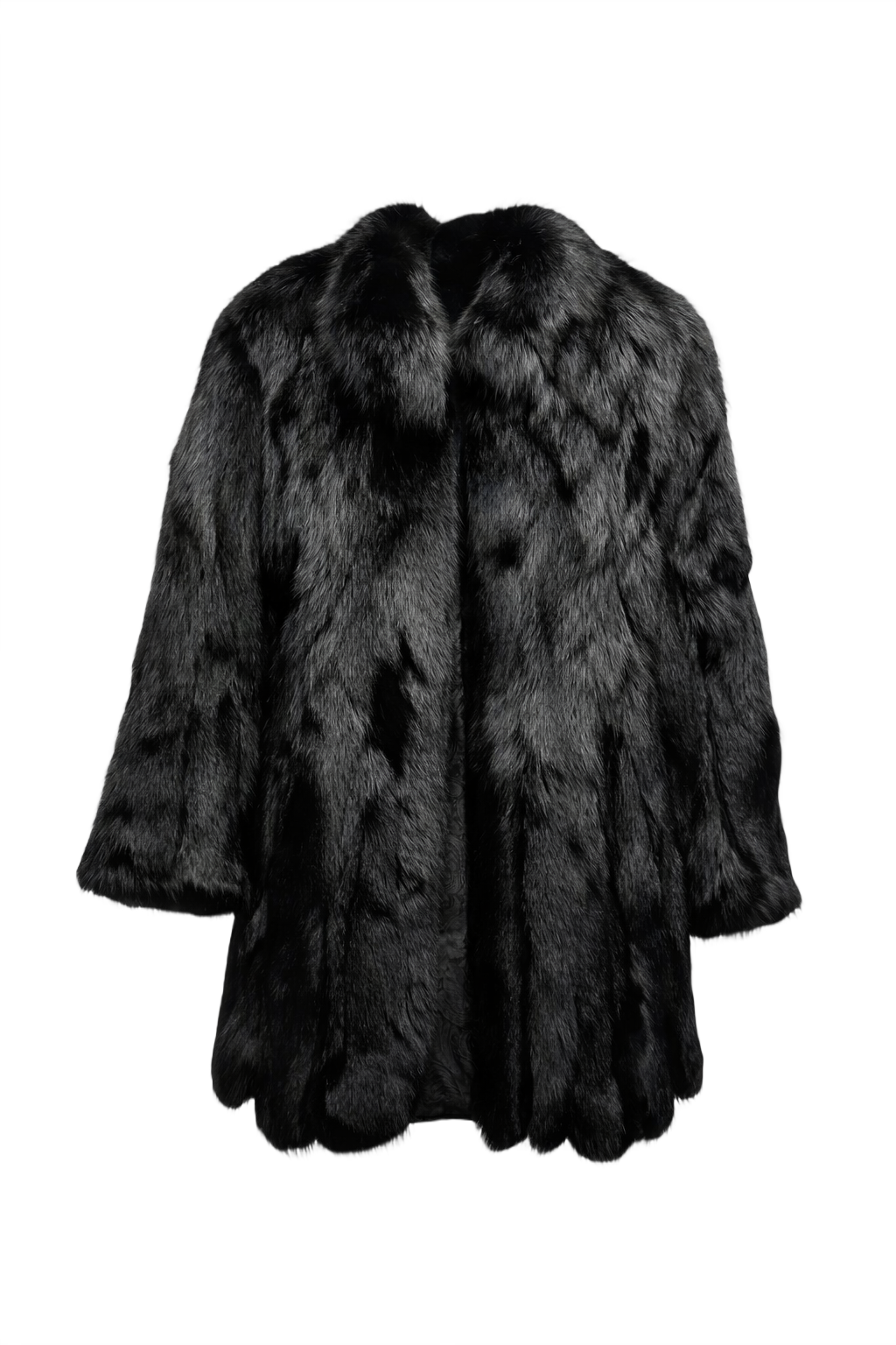 1980s Black Fur Coat - Front View