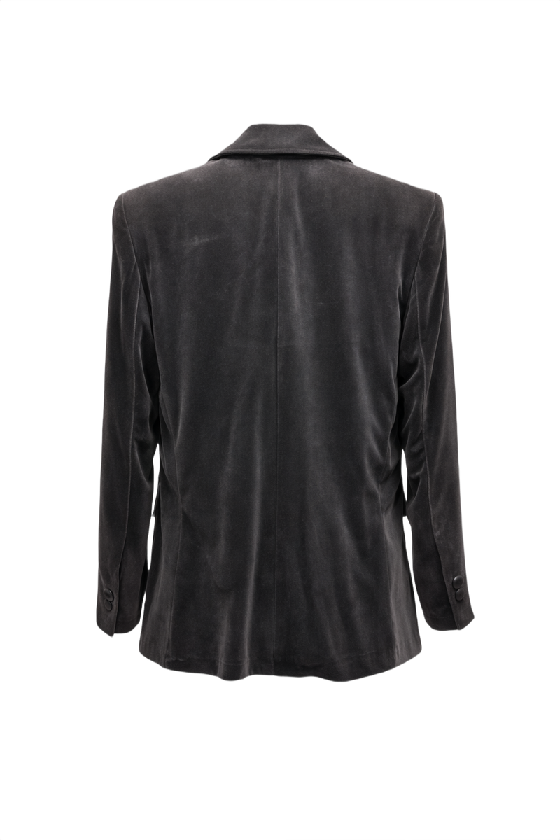 1980s Charcoal Grey Velvet Blazer - Back View