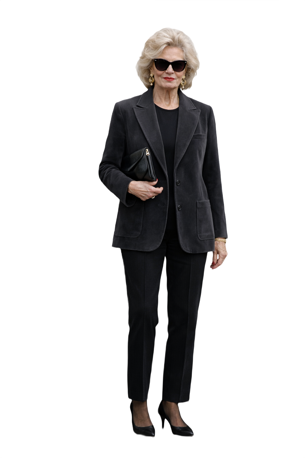 1980s Charcoal Grey Velvet Blazer - Model