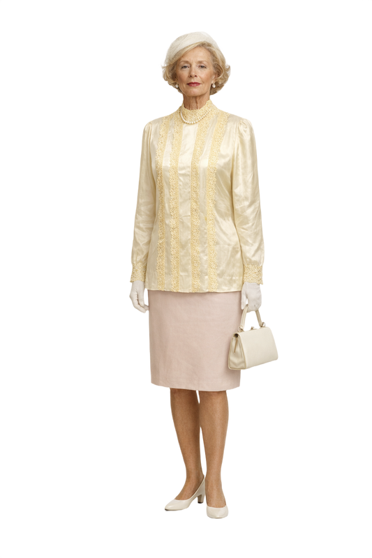 1950s Ivory Silk Blouse - Model