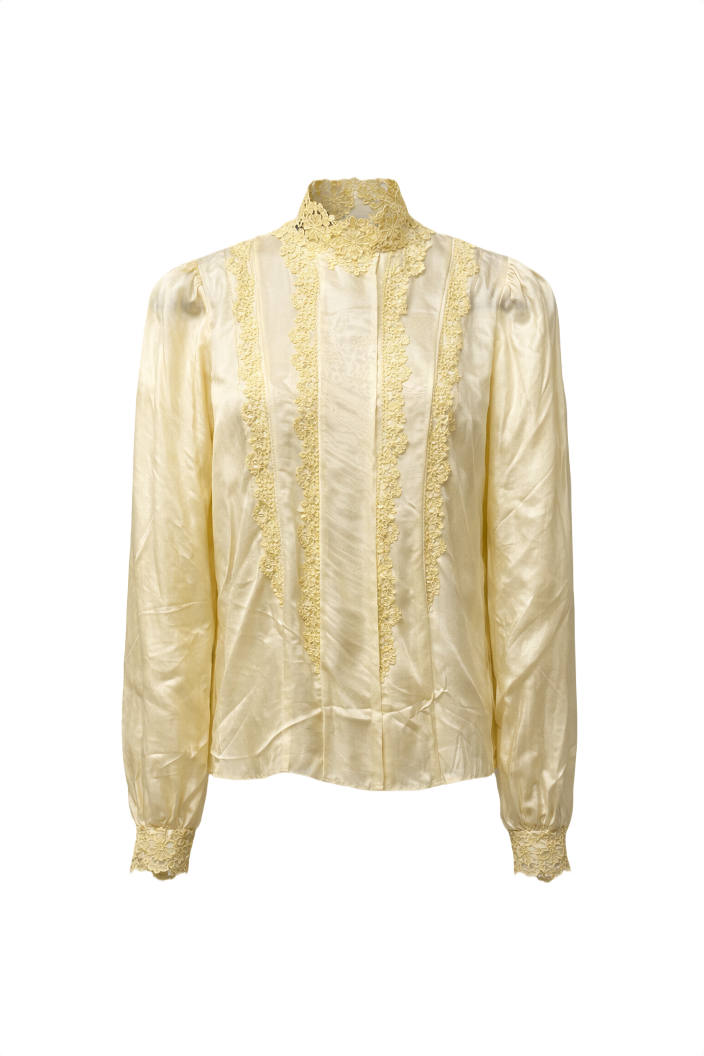 1950s Ivory Silk Blouse - Front View