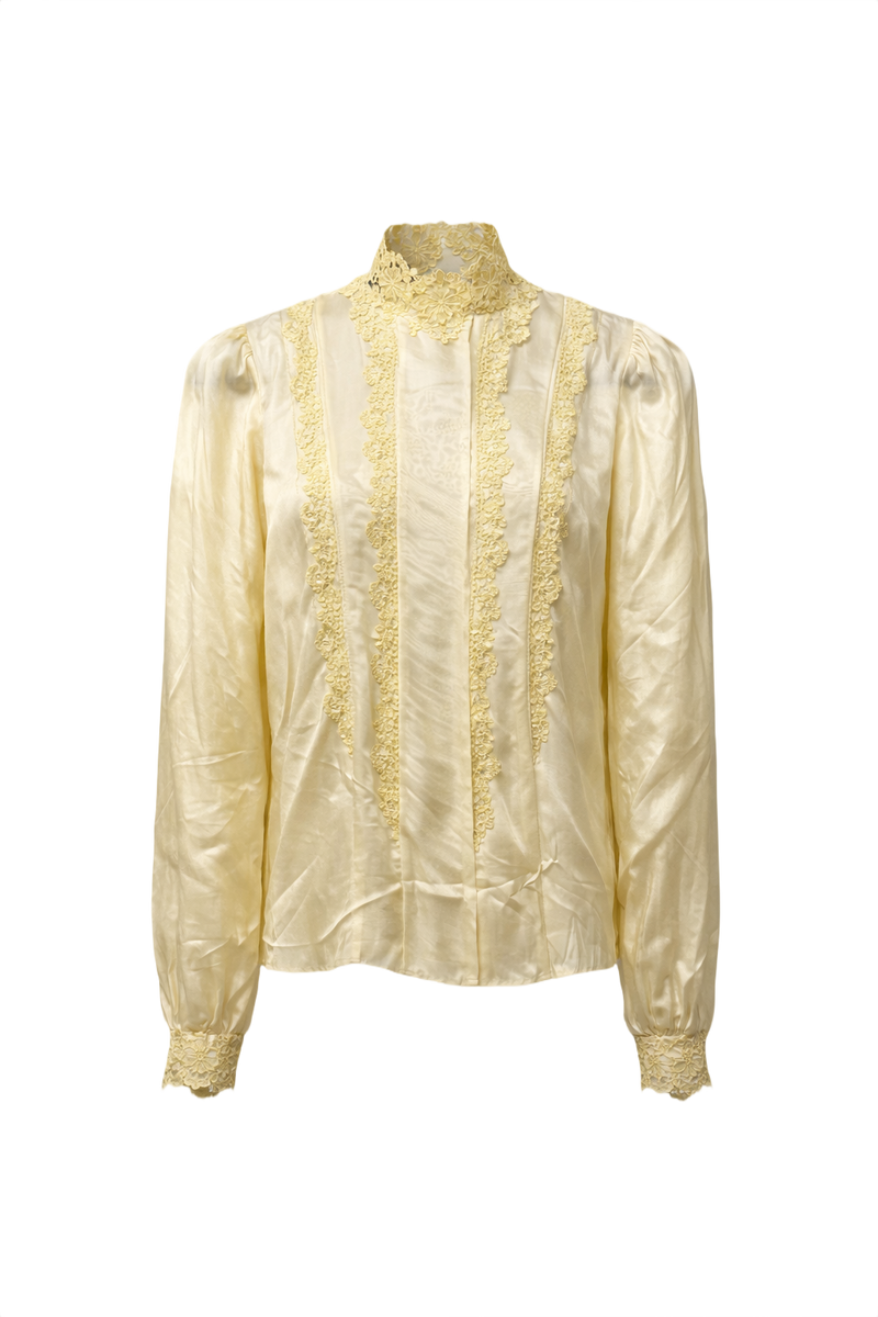 1950s Ivory Silk Blouse - Front View