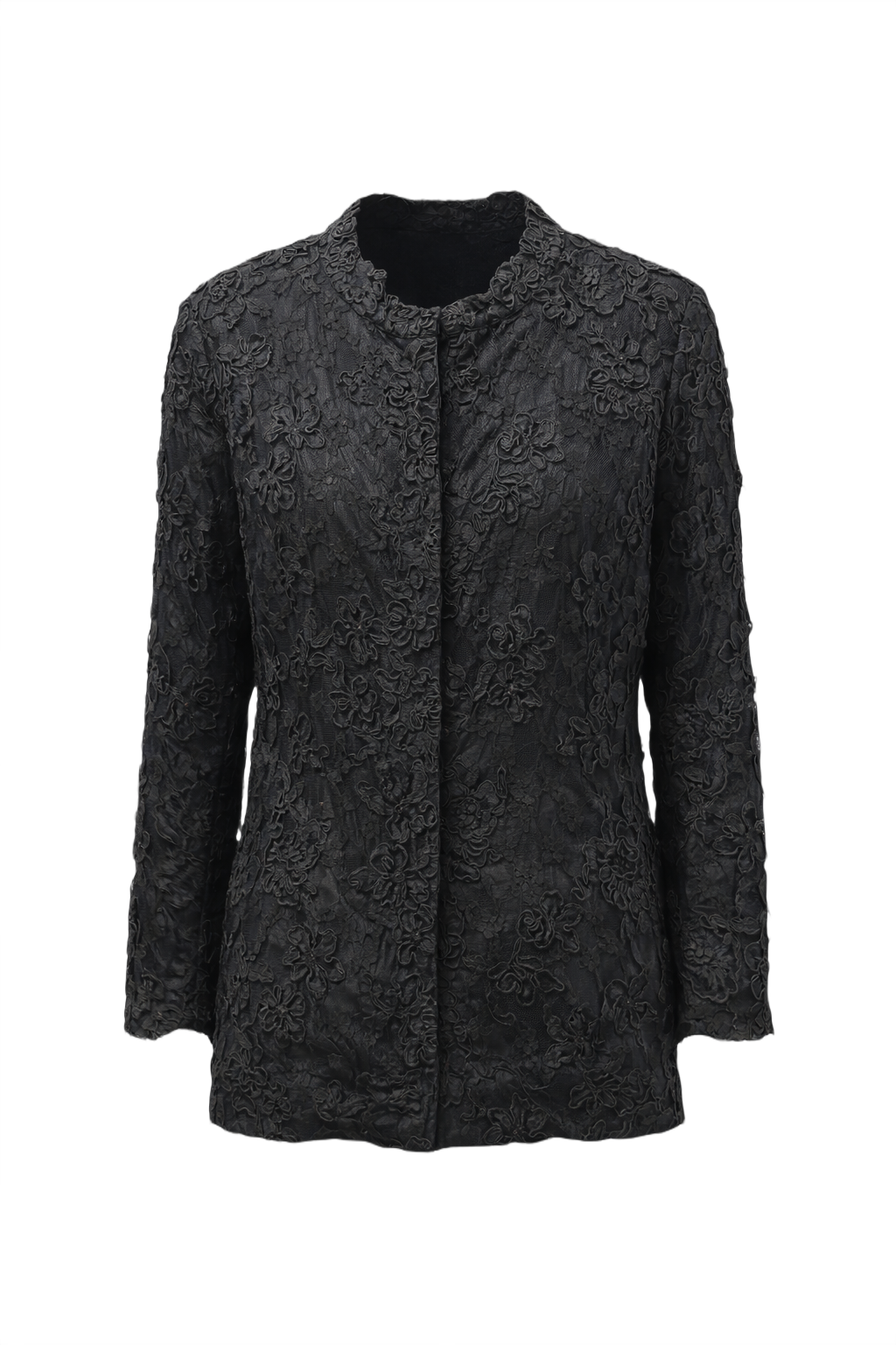 1990s Black Lace Blouse - Front View