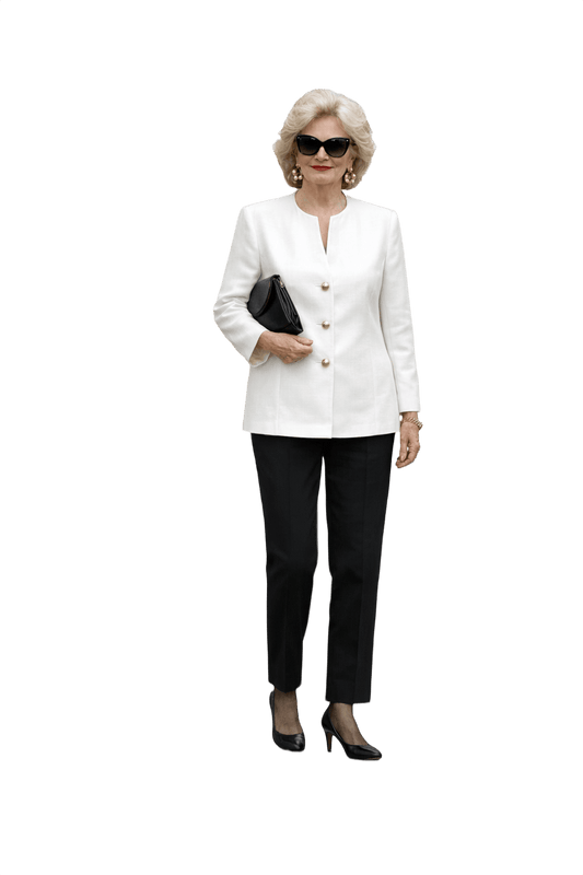 1980s Cream White Silk Blazer - Model