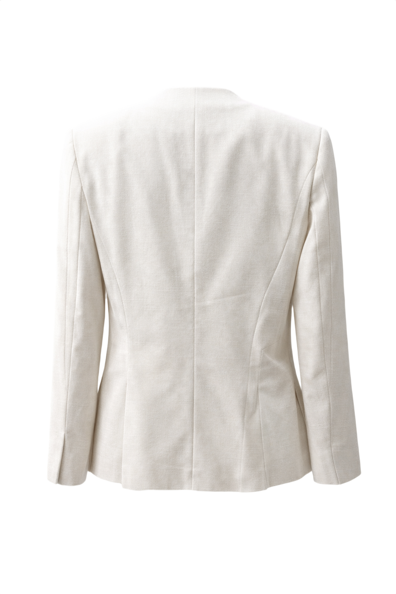 1980s Cream White Silk Blazer - Back View