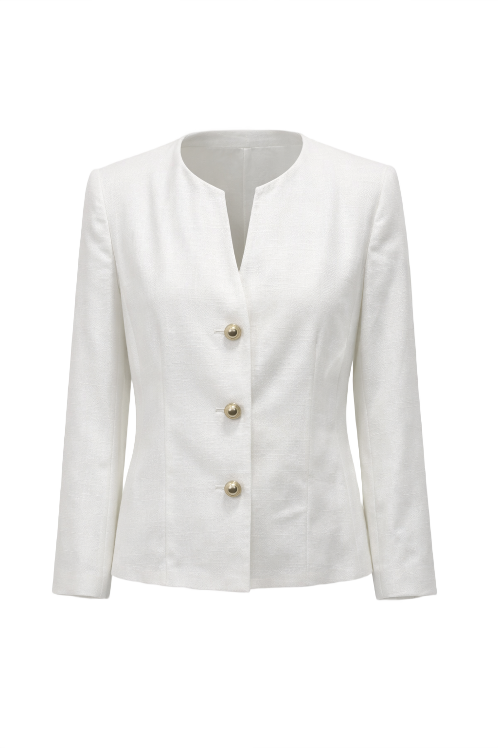 1980s Cream White Silk Blazer - Front View