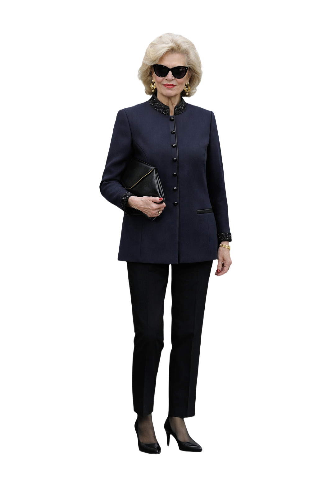 1980s Navy Wool Blend Jacket - Model