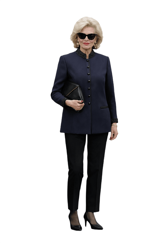 1980s Navy Wool Blend Jacket - Model