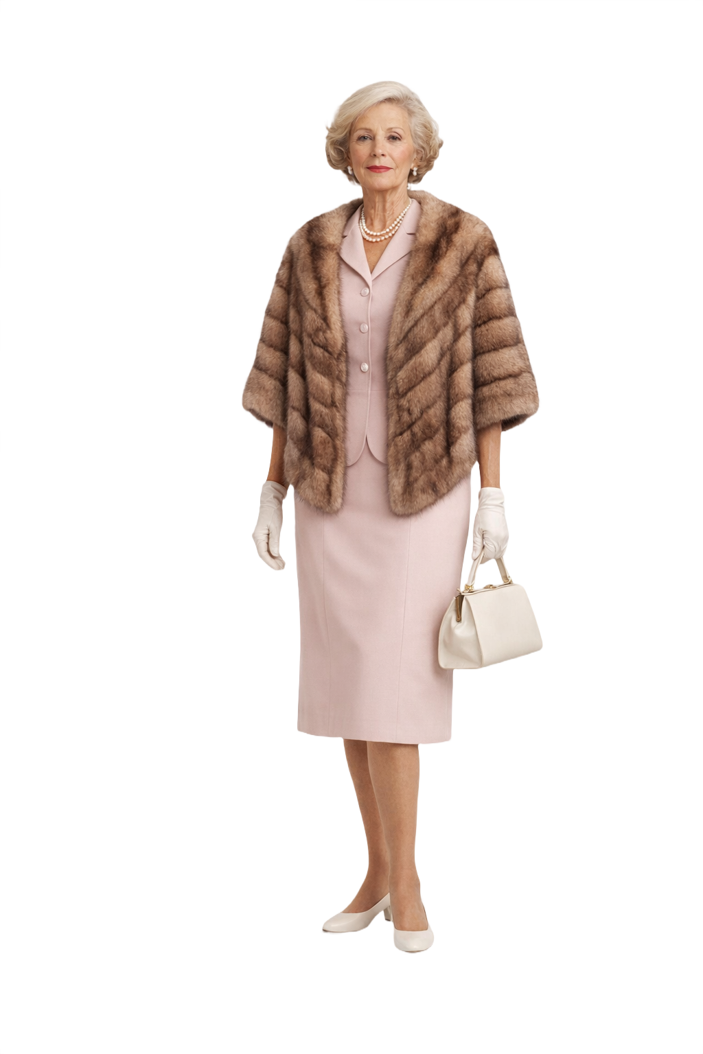 1950s Brown Fur Stole - Model