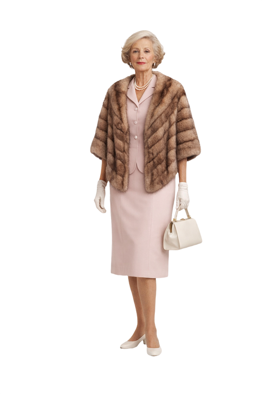 1950s Brown Fur Stole - Model