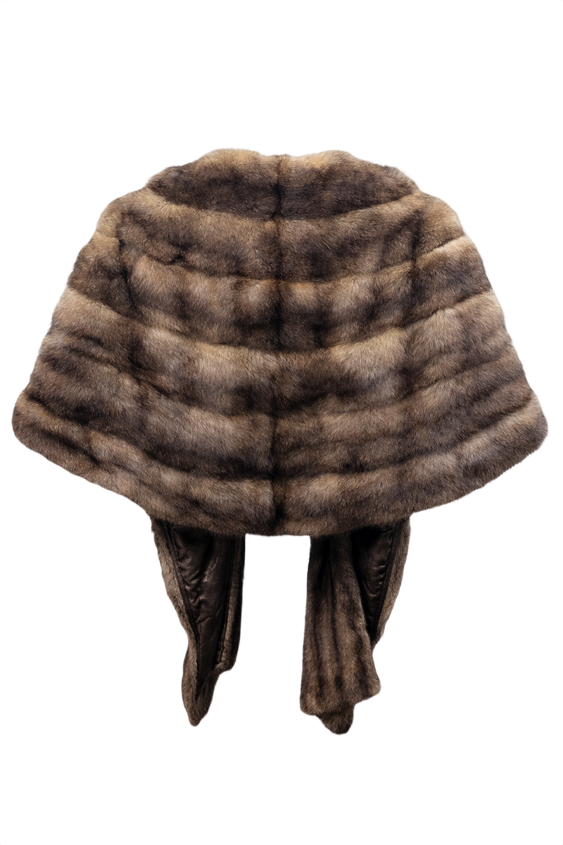 1950s Brown Fur Stole - Back View