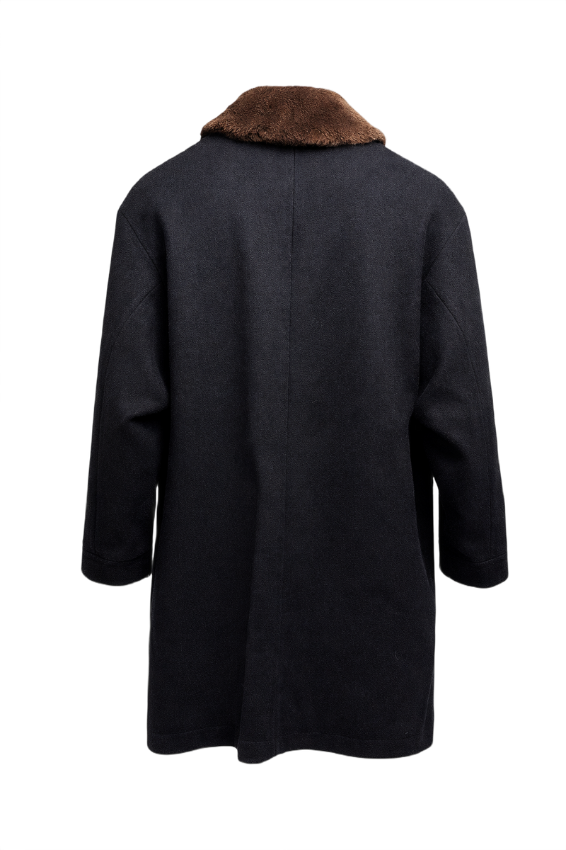 1960s Black Wool Coat - Back View