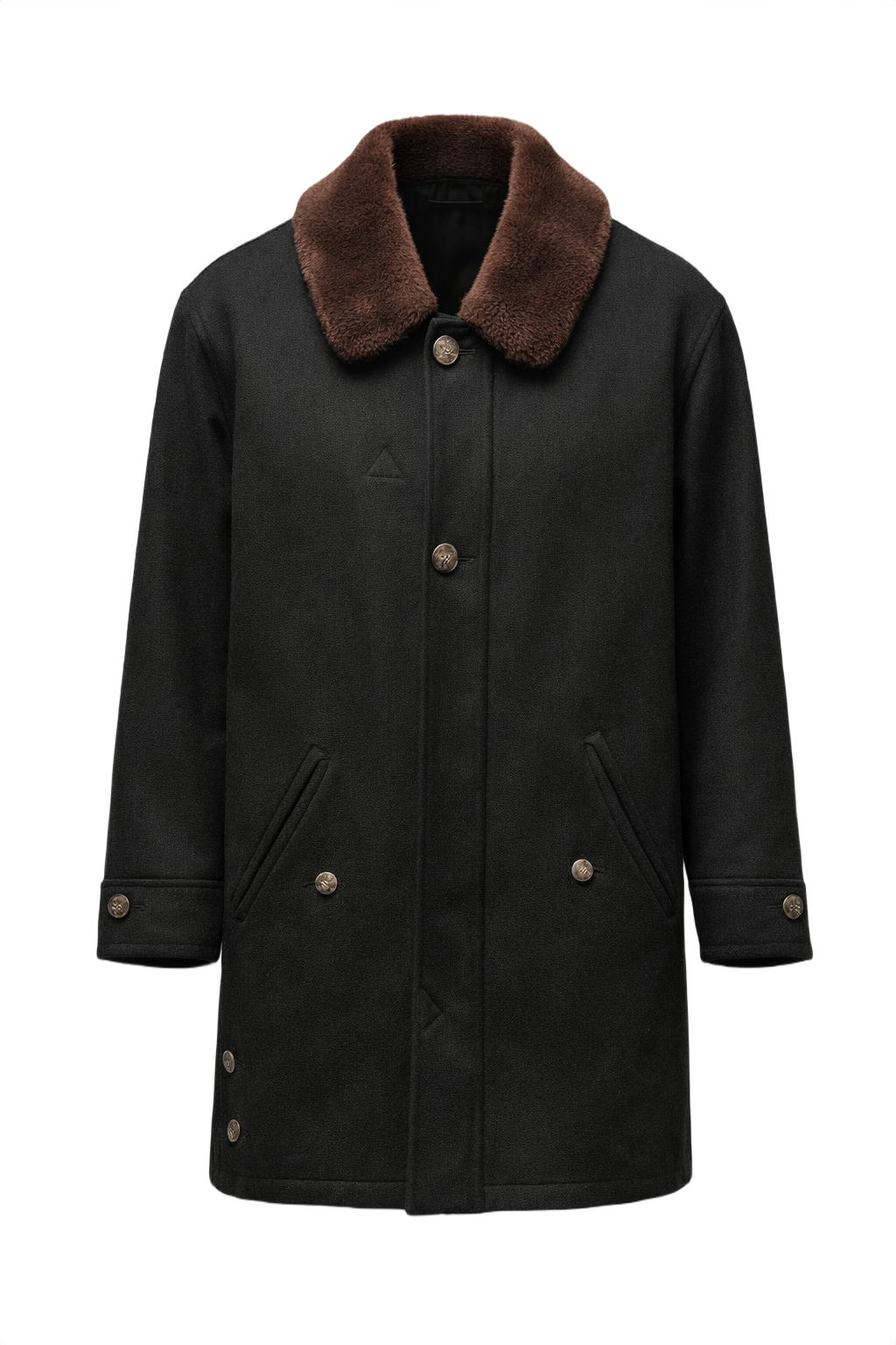 1960s Black Wool Coat - Front View