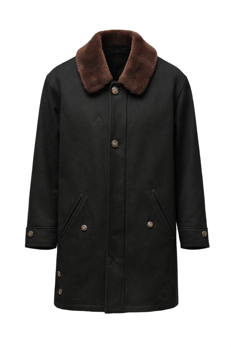 1960s Black Wool Coat - Front View