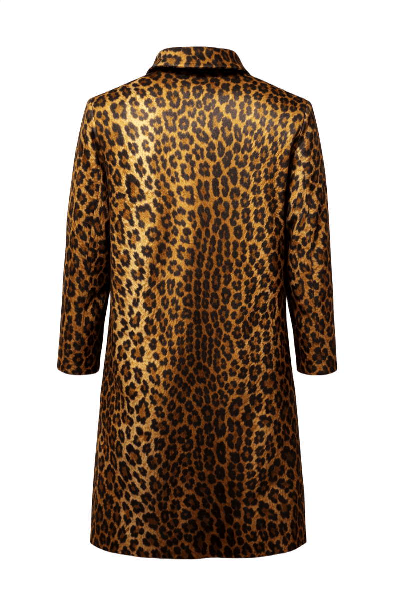 1990s Brown Velvet Leopard Print Coat - Back View