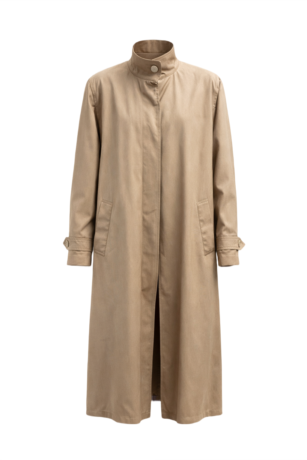 1980s Beige Cotton Coat - Front View