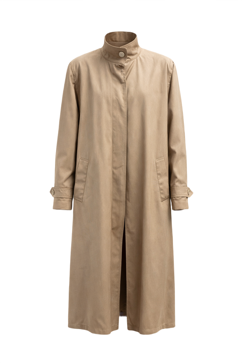 1980s Beige Cotton Coat - Front View
