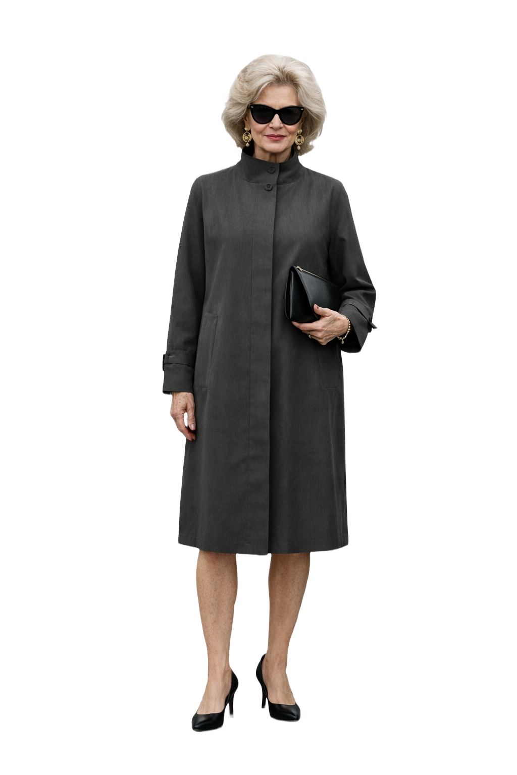 1980s Charcoal Grey Cotton Blend Coat - Model