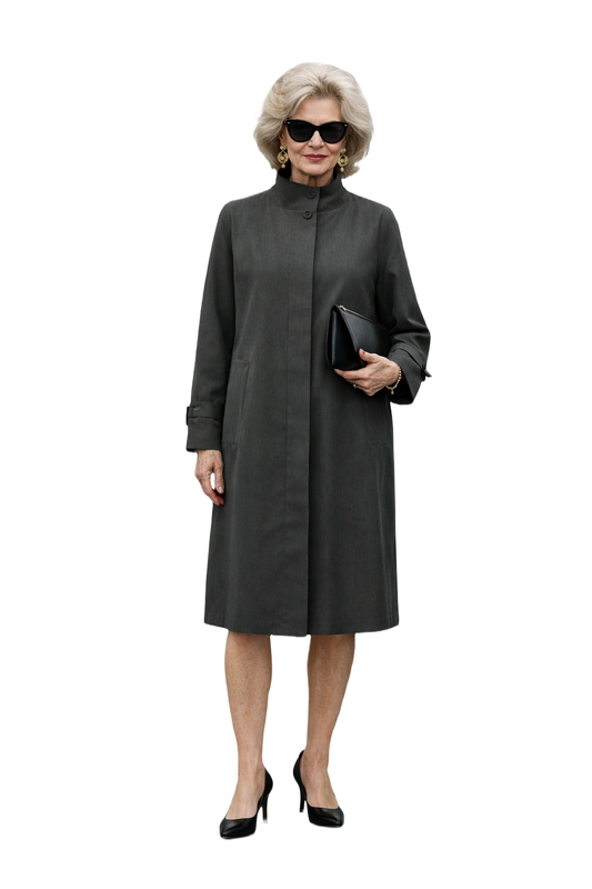 1980s Charcoal Grey Cotton Blend Coat - Model