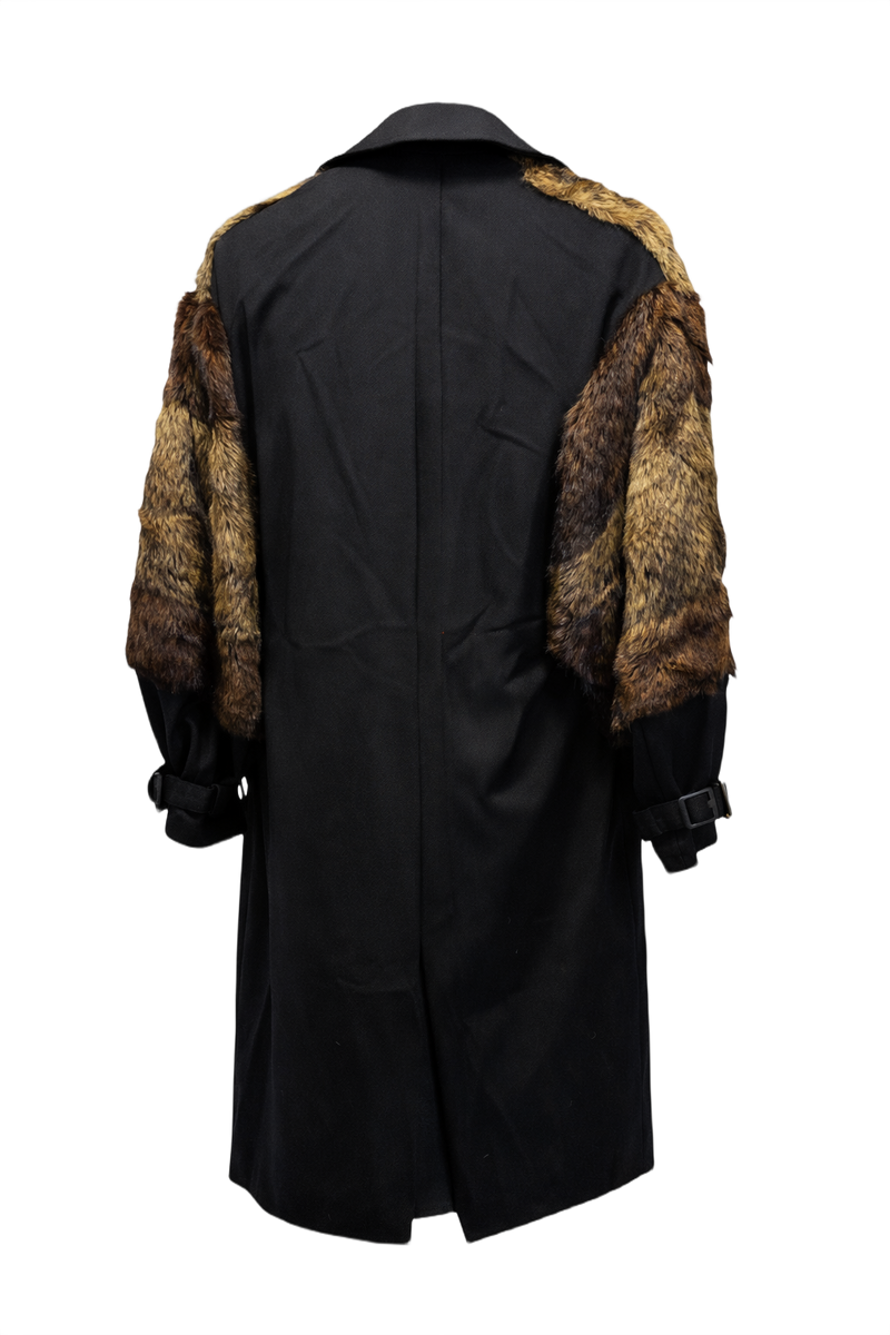 1980s Black Wool Coat - Back View