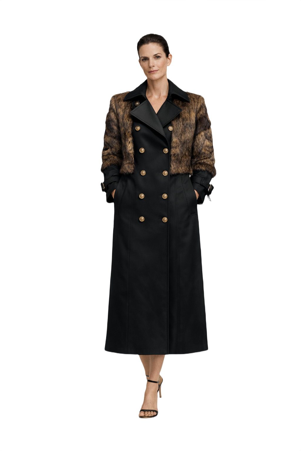 1980s Black Wool Coat - Model