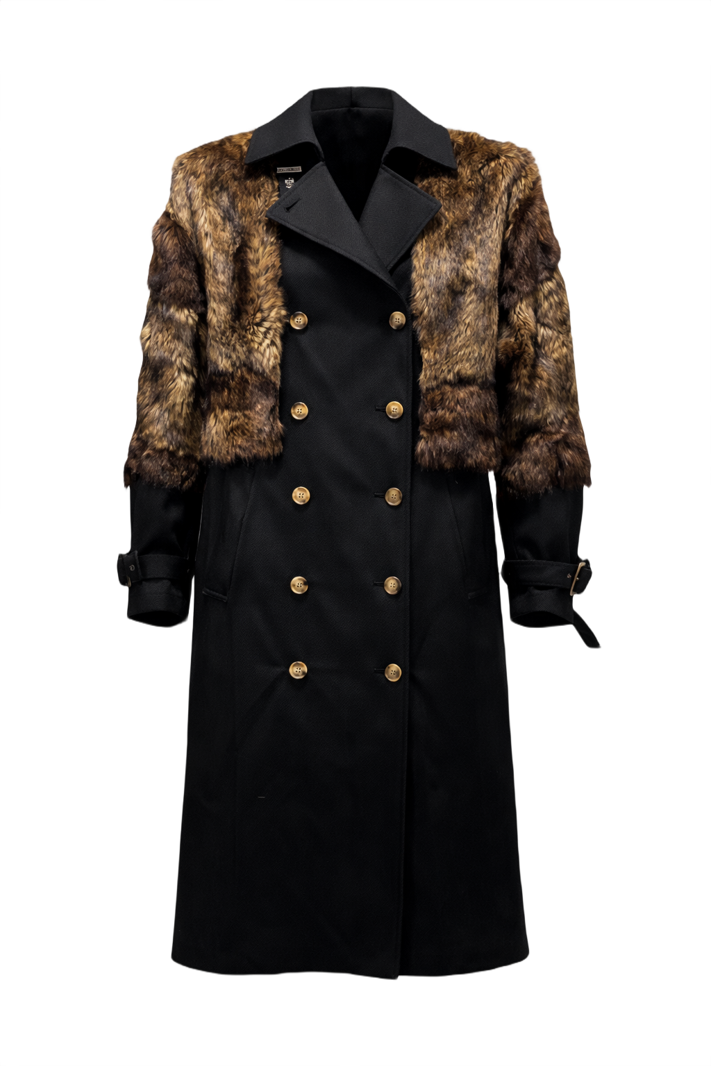 1980s Black Wool Coat - Front View