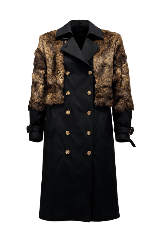 1980s Black Wool Coat - Front View