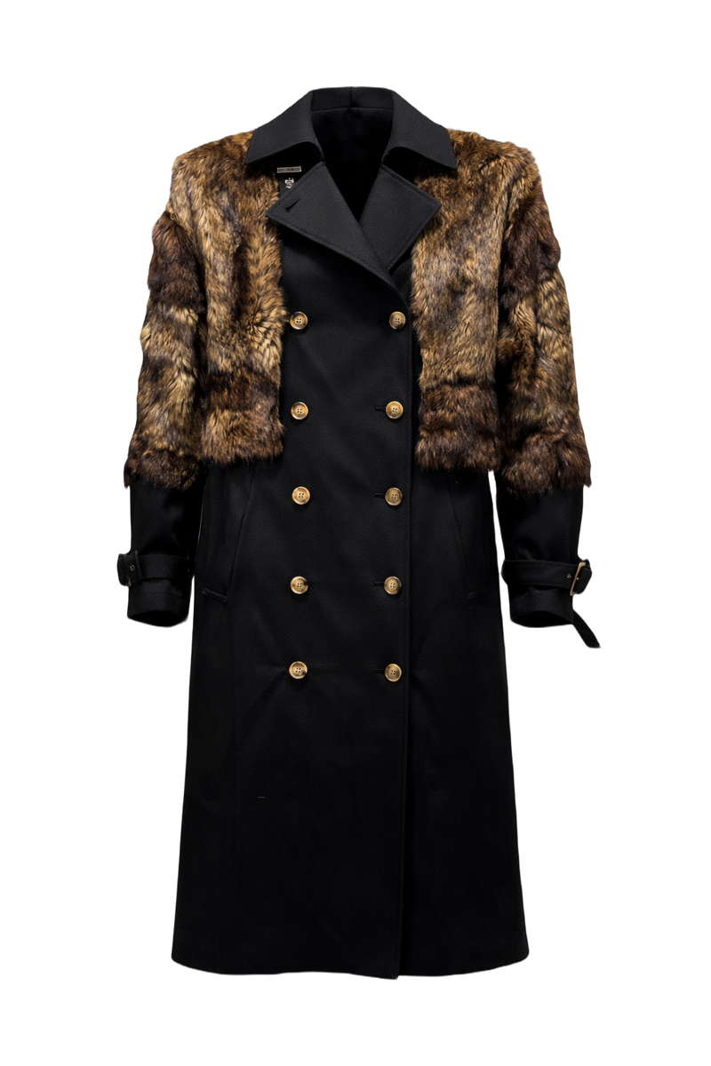 1980s Black Wool Coat - Front View
