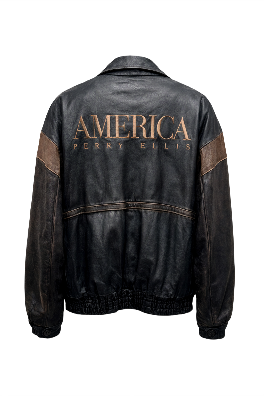 1990s Black Leather Jacket - Back View