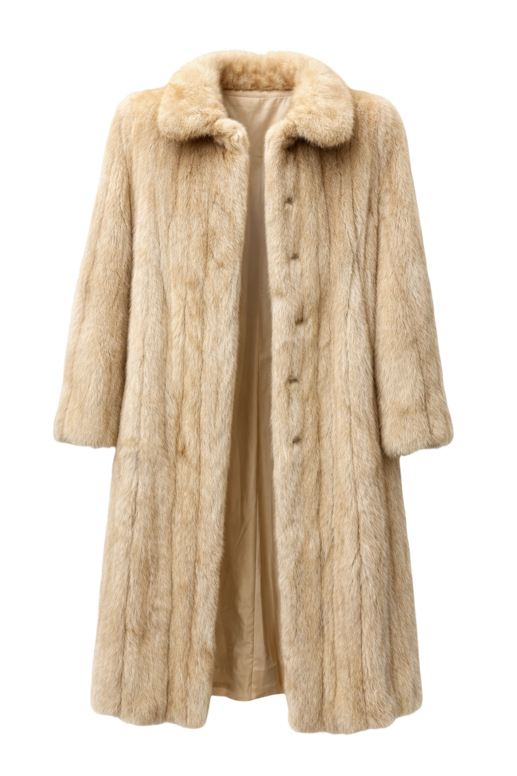 1980s Beige Fur Coat - Front View