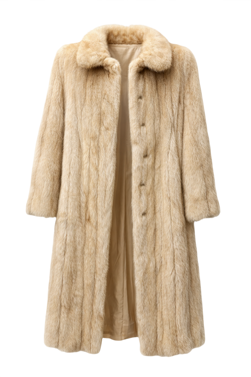 1980s Beige Fur Coat - Front View