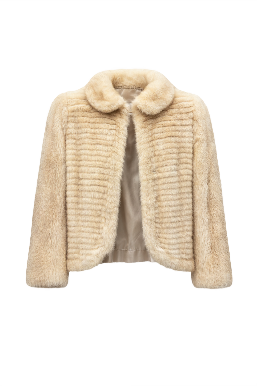1980s Cream Fur Coat - Front View