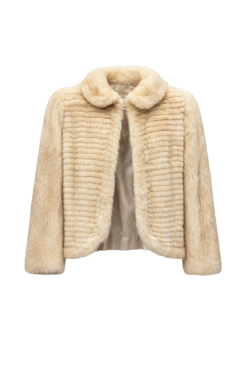 1980s Cream Fur Coat - Front View
