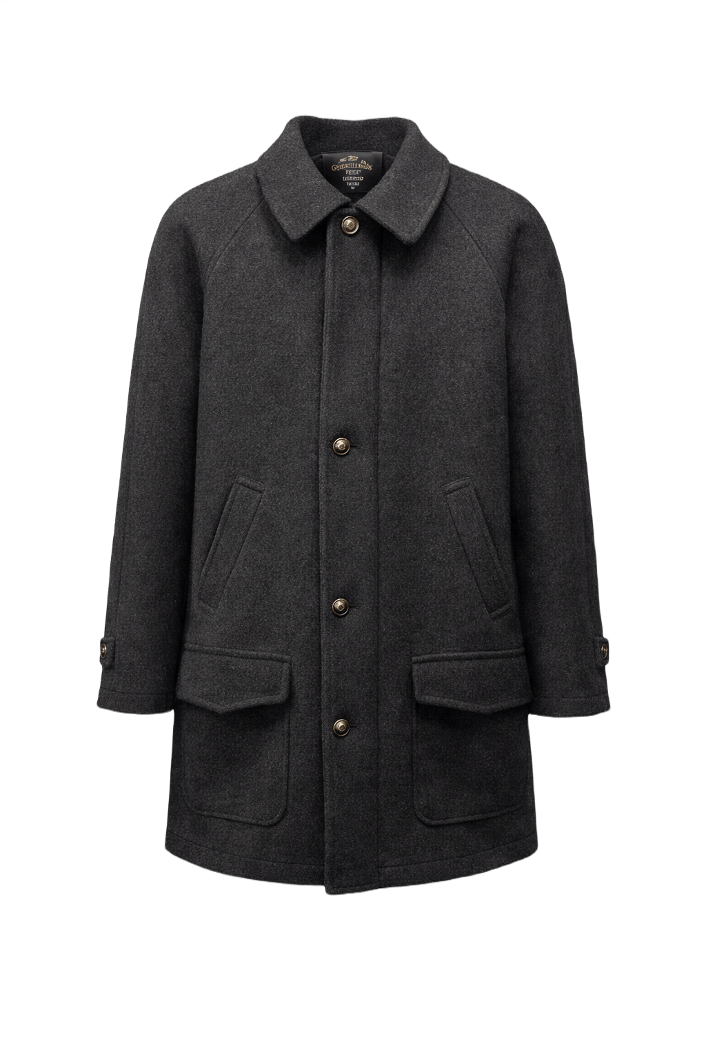 1980s Charcoal Grey Wool Coat - Front View