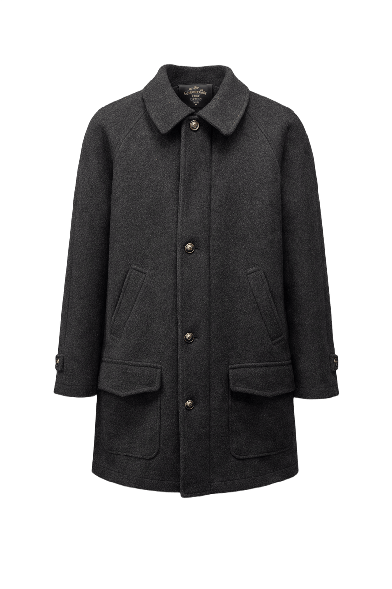 1980s Charcoal Grey Wool Coat - Front View
