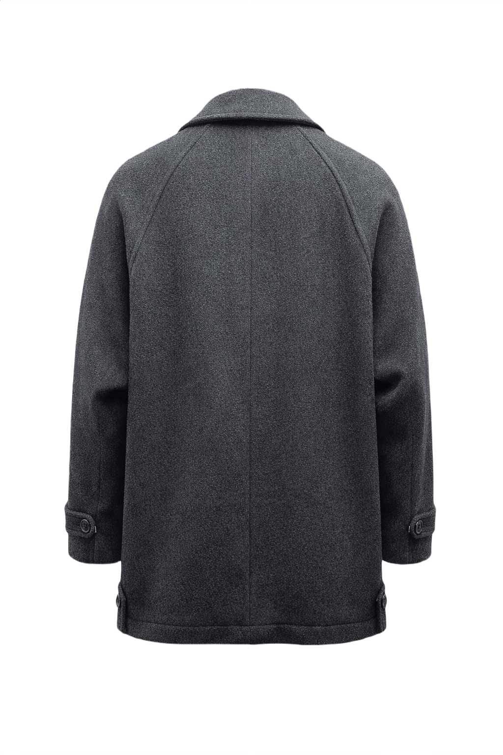 1980s Charcoal Grey Wool Coat - Back View